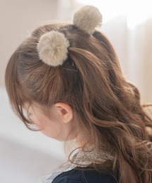 ポンポンファーヘアゴム　2個セット