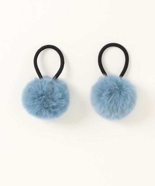 Catherine Cottage（キャサリンコテージ）の「ポンポンファーヘアゴム　2個セット（ヘアゴム・キッズ・ブラウン/ピンク/グレー/ブルー/オフホワイト/モーブ系/ライラック/ベージュ・FREE）」の5枚目の写真