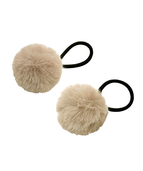 Catherine Cottage（キャサリンコテージ）の「ポンポンファーヘアゴム　2個セット（ヘアゴム・キッズ・ブラウン/ピンク/グレー/ブルー/オフホワイト/モーブ系/ライラック/ベージュ・FREE）」の12枚目の写真