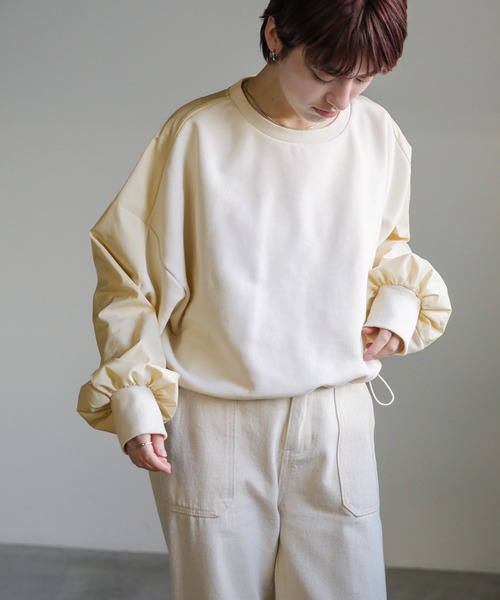 select MOCA（セレクトモカ）の「シャンブレー切替ショートスウェット（スウェット・レディース・アイボリー/グレイッシュベージュ/チャコール・FREE）」の7枚目の写真