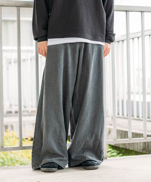 セール】限定展開 ワイドフレアシルエット デニムパンツ（デニムパンツ