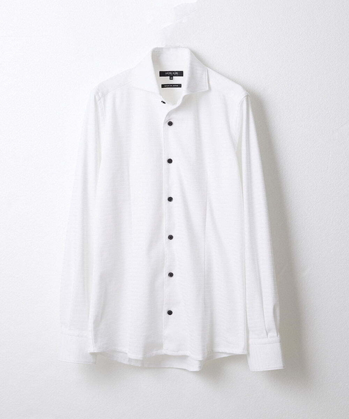 MICHEL KLEIN HOMME (ミッシェルクランオム)の「《日本製》立体柄ストレッチラッセルシャツ(シャツ/ブラウス・メンズ・ネイビー/グレー/ホワイト・MEDIUM/LARGE/X-LARGE)」の1枚目の写真