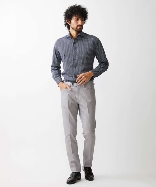 MICHEL KLEIN HOMME (ミッシェルクランオム)の「《日本製》立体柄ストレッチラッセルシャツ(シャツ/ブラウス・メンズ・ネイビー/グレー/ホワイト・MEDIUM/LARGE/X-LARGE)」の4枚目の写真