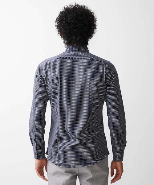 MICHEL KLEIN HOMME (ミッシェルクランオム)の「《日本製》立体柄ストレッチラッセルシャツ(シャツ/ブラウス・メンズ・ネイビー/グレー/ホワイト・MEDIUM/LARGE/X-LARGE)」の6枚目の写真
