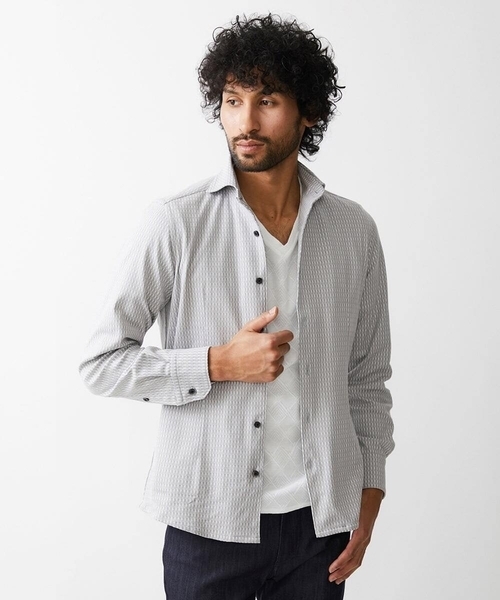 MICHEL KLEIN HOMME (ミッシェルクランオム)の「《日本製》立体柄ストレッチラッセルシャツ(シャツ/ブラウス・メンズ・ネイビー/グレー/ホワイト・MEDIUM/LARGE/X-LARGE)」の21枚目の写真