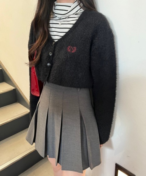 nemne store(ネンネストア)の「ワンポイント刺繍シャギーニットカーディガン(カーディガン/ボレロ・レディース・イエロー/ブラウン/ピンク/アイボリー/ブラック/ライトブルー・フリー)」の15枚目の写真