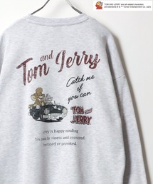 Tom＆Jerry/トムとジェリー オーバーサイズ 裏起毛 ワンポイント カレッジ カフェ ヴィンテージ バックプリント スウェットトレーナー レディース メンズ