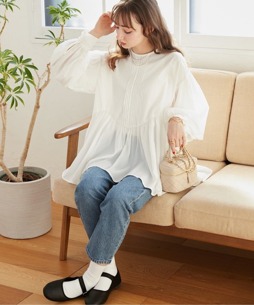 セール】ボリュームスリーブペプラムブラウス（シャツ/ブラウス