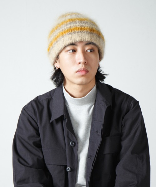 【セール】Mohair Border Knit Cap / モヘアボーダーニットワッチ(ニットキャップ/ビーニー)|RACAL(ラカル)