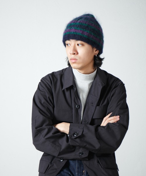 RACAL(ラカル)の「Mohair Border Knit Cap / モヘアボーダーニットワッチ(ニットキャップ/ビーニー・メンズ・ブルー系その他/ブラック系その他/ベージュ系その他/ブラウン系その他・FREE)」の4枚目の写真