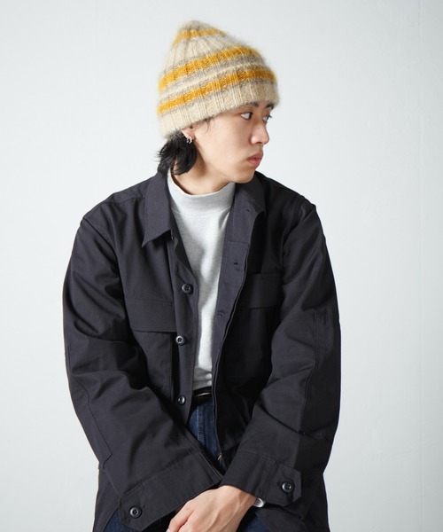 RACAL(ラカル)の「Mohair Border Knit Cap / モヘアボーダーニットワッチ(ニットキャップ/ビーニー・メンズ・ブルー系その他/ブラック系その他/ベージュ系その他/ブラウン系その他・FREE)」の9枚目の写真