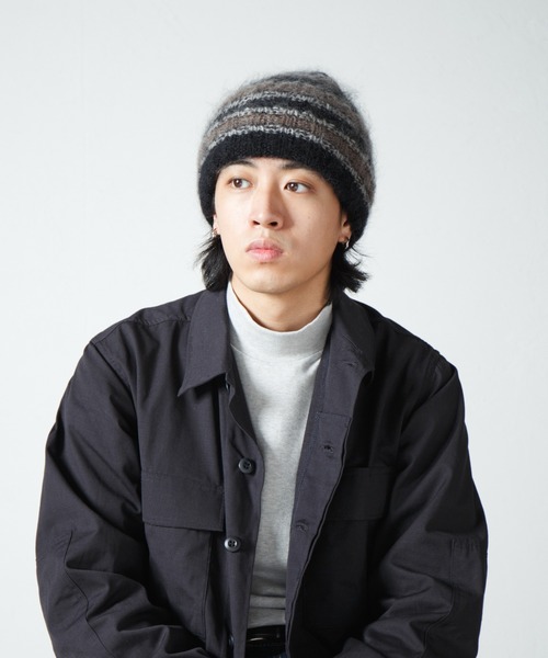 RACAL(ラカル)の「Mohair Border Knit Cap / モヘアボーダーニットワッチ(ニットキャップ/ビーニー・メンズ・ブルー系その他/ブラック系その他/ベージュ系その他/ブラウン系その他・FREE)」の13枚目の写真