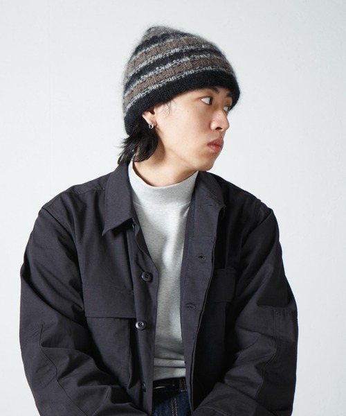 RACAL(ラカル)の「Mohair Border Knit Cap / モヘアボーダーニットワッチ(ニットキャップ/ビーニー・メンズ・ブルー系その他/ブラック系その他/ベージュ系その他/ブラウン系その他・FREE)」の6枚目の写真