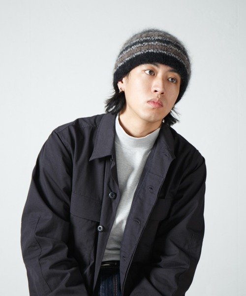 RACAL(ラカル)の「Mohair Border Knit Cap / モヘアボーダーニットワッチ(ニットキャップ/ビーニー・メンズ・ブルー系その他/ブラック系その他/ベージュ系その他/ブラウン系その他・FREE)」の10枚目の写真
