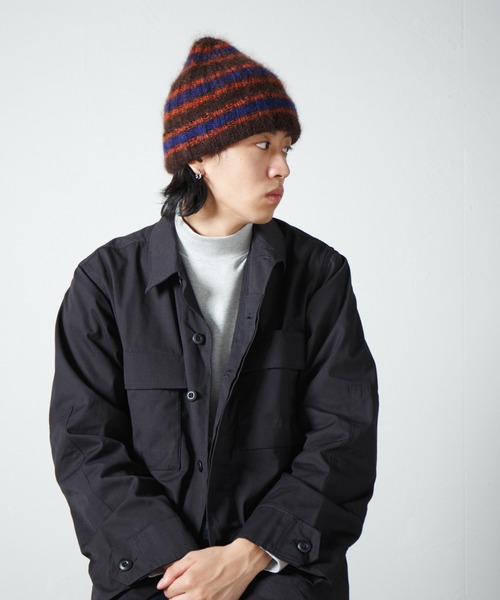RACAL(ラカル)の「Mohair Border Knit Cap / モヘアボーダーニットワッチ(ニットキャップ/ビーニー・メンズ・ブルー系その他/ブラック系その他/ベージュ系その他/ブラウン系その他・FREE)」の14枚目の写真