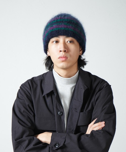 RACAL(ラカル)の「Mohair Border Knit Cap / モヘアボーダーニットワッチ(ニットキャップ/ビーニー・メンズ・ブルー系その他/ブラック系その他/ベージュ系その他/ブラウン系その他・FREE)」の18枚目の写真