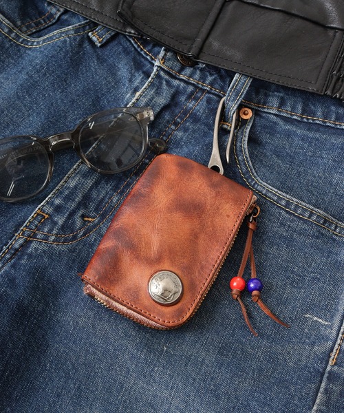 1004ST（イチマルマルヨンエスティ―）の「牛革 財布 キーケース（コインケース・メンズ・ブラック/ブラウン・F）」の2枚目の写真