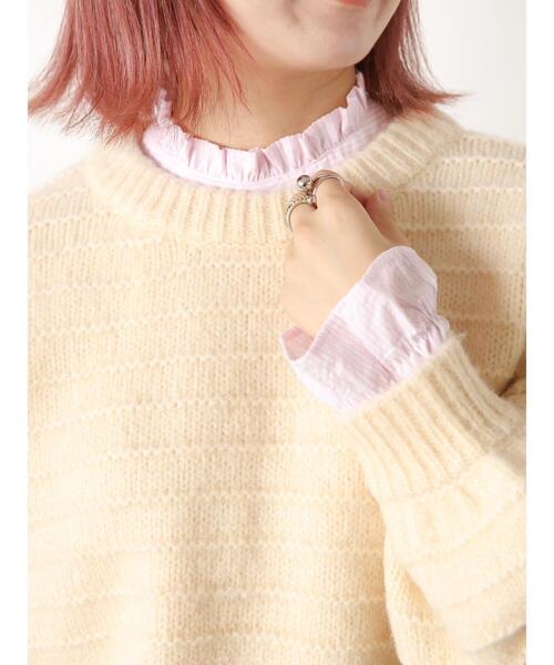ehka sopo（エヘカソポ）の「ボーダーボリュームスリーブニット（ニット/セーター・レディース・オフホワイト/ピンク/ブルー/キナリ・F）」の11枚目の写真