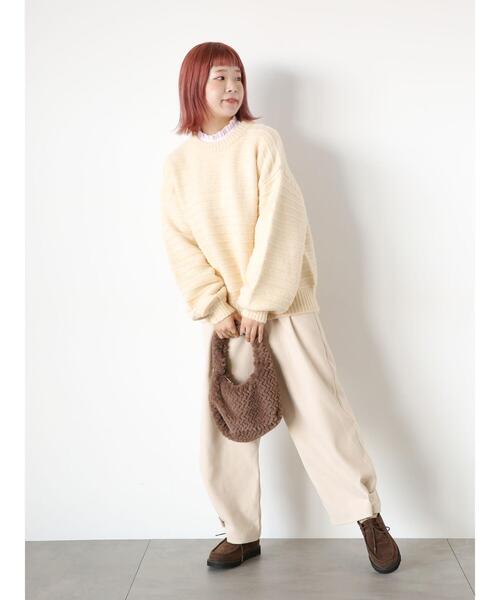 ehka sopo（エヘカソポ）の「ボーダーボリュームスリーブニット（ニット/セーター・レディース・オフホワイト/ピンク/ブルー/キナリ・F）」の12枚目の写真