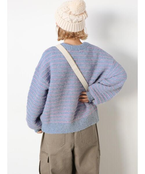 ehka sopo（エヘカソポ）の「ボーダーボリュームスリーブニット（ニット/セーター・レディース・オフホワイト/ピンク/ブルー/キナリ・F）」の14枚目の写真