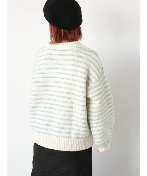 ehka sopo（エヘカソポ）の「ボーダーボリュームスリーブニット（ニット/セーター・レディース・オフホワイト/ピンク/ブルー/キナリ・F）」の17枚目の写真
