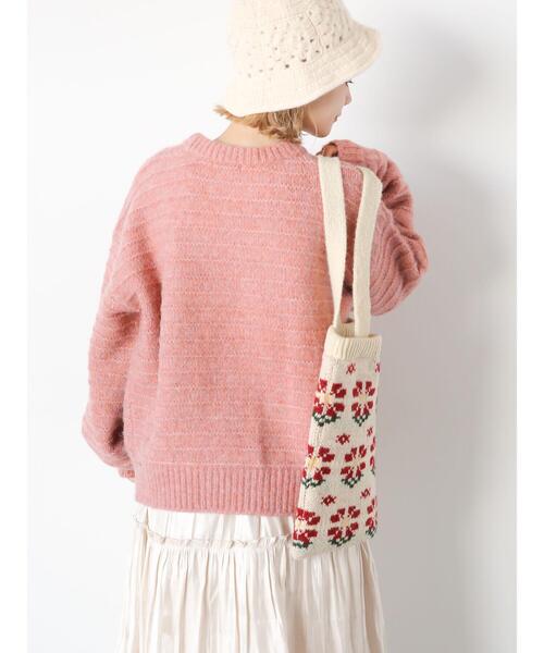 ehka sopo（エヘカソポ）の「ボーダーボリュームスリーブニット（ニット/セーター・レディース・オフホワイト/ピンク/ブルー/キナリ・F）」の20枚目の写真