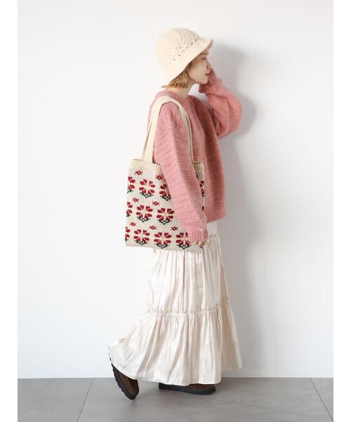 ehka sopo（エヘカソポ）の「ボーダーボリュームスリーブニット（ニット/セーター・レディース・オフホワイト/ピンク/ブルー/キナリ・F）」の21枚目の写真