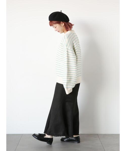 ehka sopo（エヘカソポ）の「ボーダーボリュームスリーブニット（ニット/セーター・レディース・オフホワイト/ピンク/ブルー/キナリ・F）」の22枚目の写真