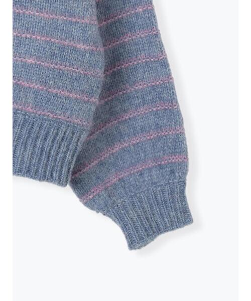 ehka sopo（エヘカソポ）の「ボーダーボリュームスリーブニット（ニット/セーター・レディース・オフホワイト/ピンク/ブルー/キナリ・F）」の5枚目の写真