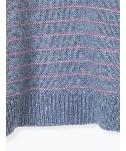 ehka sopo（エヘカソポ）の「ボーダーボリュームスリーブニット（ニット/セーター・レディース・オフホワイト/ピンク/ブルー/キナリ・F）」の6枚目の写真