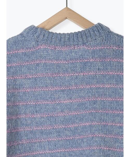 ehka sopo（エヘカソポ）の「ボーダーボリュームスリーブニット（ニット/セーター・レディース・オフホワイト/ピンク/ブルー/キナリ・F）」の7枚目の写真