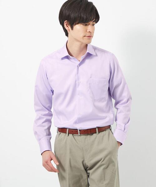 green label relaxing（グリーンレーベルリラクシング）の「コットン ナローストライプ スリム ショートワイド ドレスシャツ -イージーアイロン-（シャツ/ブラウス・メンズ・イエロー/ネイビー/ライラック・42cm/39cm/43cm/40cm/41cm/37cm/38cm）」の3枚目の写真