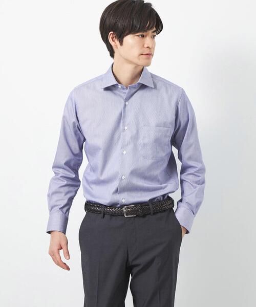 green label relaxing（グリーンレーベルリラクシング）の「コットン ナローストライプ スリム ショートワイド ドレスシャツ -イージーアイロン-（シャツ/ブラウス・メンズ・イエロー/ネイビー/ライラック・42cm/39cm/43cm/40cm/41cm/37cm/38cm）」の4枚目の写真