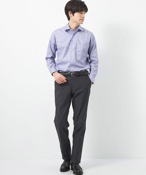 green label relaxing（グリーンレーベルリラクシング）の「コットン ナローストライプ スリム ショートワイド ドレスシャツ -イージーアイロン-（シャツ/ブラウス・メンズ・イエロー/ネイビー/ライラック・42cm/39cm/43cm/40cm/41cm/37cm/38cm）」の6枚目の写真