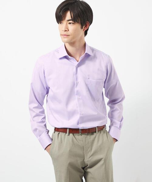 green label relaxing（グリーンレーベルリラクシング）の「コットン ナローストライプ スリム ショートワイド ドレスシャツ -イージーアイロン-（シャツ/ブラウス・メンズ・イエロー/ネイビー/ライラック・42cm/39cm/43cm/40cm/41cm/37cm/38cm）」の7枚目の写真