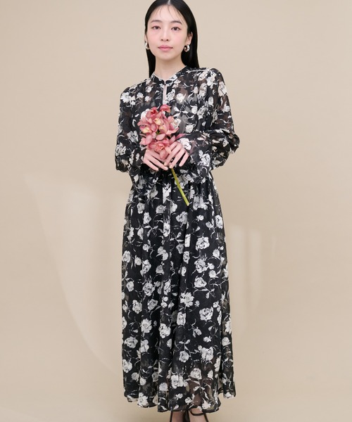 sahara（サハラ）の「Flower Jacquard Piping Dress/フラワー