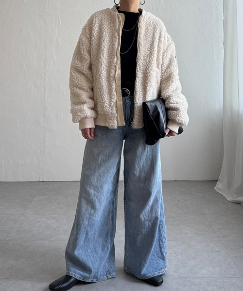 LBC（エルビーシー）の「オーバーサイズボアMA-1（ブルゾン・レディース・オフホワイト/ブラック・M）」の17枚目の写真