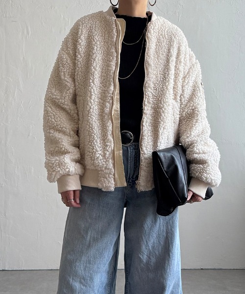 LBC（エルビーシー）の「オーバーサイズボアMA-1（ブルゾン・レディース・オフホワイト/ブラック・M）」の15枚目の写真