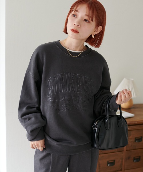 AP STUDIO ロゴステッチスウェット　新品タグ付き ビジュー付きロゴ刺繍スウェット(スウェット・トレーナー