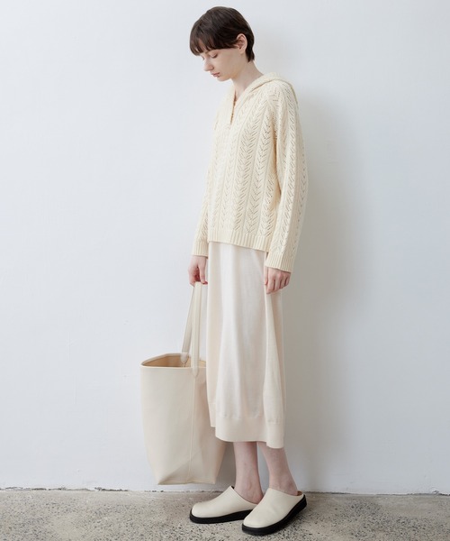 tageechita（タジチタ）の「【tageechita】フレアニットワンピース（ワンピース・レディース・ライトベージュ/ブラック・L/M/S）」の10枚目の写真