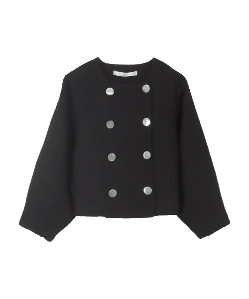 KOBE LETTUCE（コウベレタス）の「ボリュームスリーブショート丈ツイードジャケット（ノーカラージャケット・レディース・ホワイト/ブラック/ブラック系その他・M）」の12枚目の写真