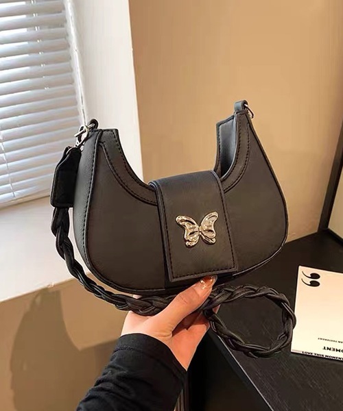 shopnikoniko(ショップニコニコ)の「バタフライ ハーフムーン ショルダーバッグ(ショルダーバッグ・レディース・ホワイト/ブルー系その他/ブラック/ブルー・フリー)」の6枚目の写真