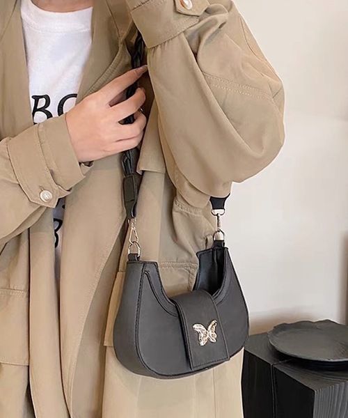 shopnikoniko(ショップニコニコ)の「バタフライ ハーフムーン ショルダーバッグ(ショルダーバッグ・レディース・ホワイト/ブルー系その他/ブラック/ブルー・フリー)」の7枚目の写真
