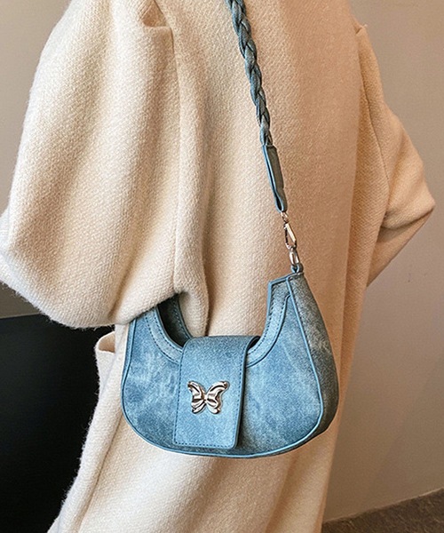 shopnikoniko(ショップニコニコ)の「バタフライ ハーフムーン ショルダーバッグ(ショルダーバッグ・レディース・ホワイト/ブルー系その他/ブラック/ブルー・フリー)」の17枚目の写真