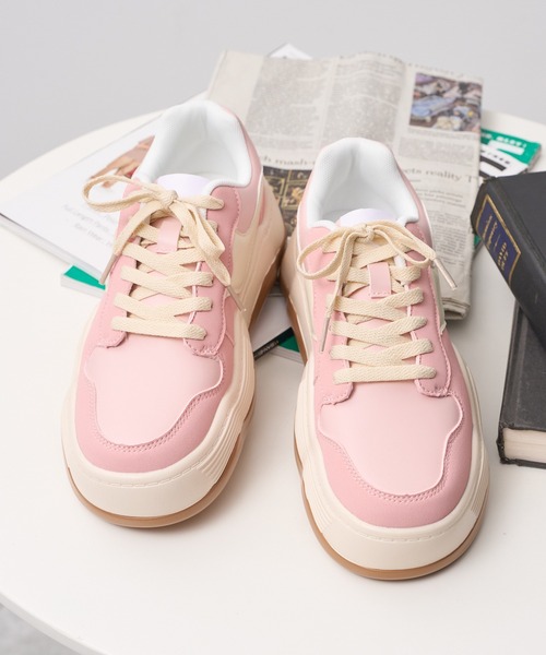 WEGO（ウィゴー）の「WEGO/ウェーブソールカラースニーカー（スニーカー・レディース・ブラック/ピンク/ホワイト・MEDIUM/LARGE）」の9枚目の写真