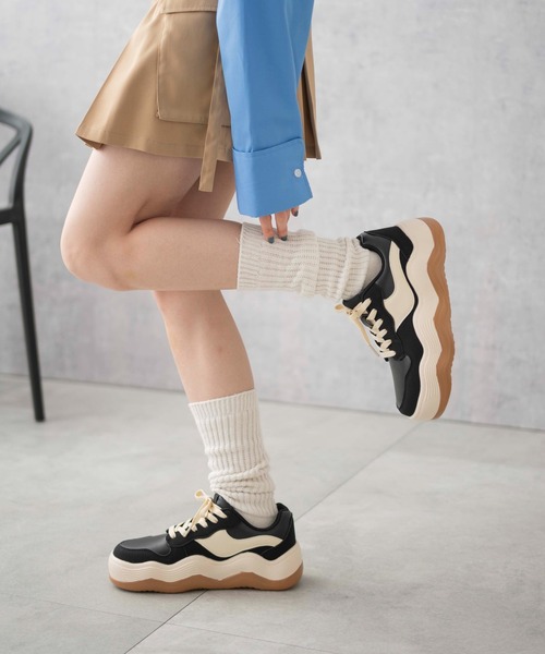 WEGO（ウィゴー）の「WEGO/ウェーブソールカラースニーカー（スニーカー・レディース・ブラック/ピンク/ホワイト・MEDIUM/LARGE）」の11枚目の写真