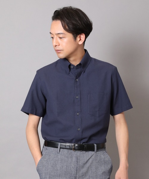 【セール】コットンストレッチマイクロサッカー半袖シャツ（シャツ/ブラウス）｜CROWDED CLOSET（クラウデッドクローゼット）