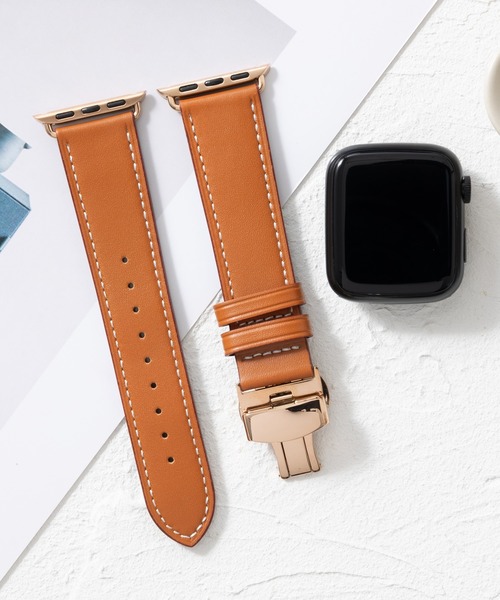 emonique(エモニーク)の「本革 イタリアンレザー Apple Watch バンド スマートウォッチバンド【38/40/41/42/44/45/49mm対応】(デジタル腕時計・メンズ・ライトブラウン/ピンク/ベージュ/ブラック/ホワイト・42/38)」の3枚目の写真
