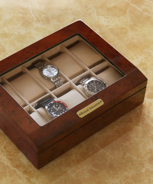 木製腕時計ケース 10本用 ウォッチケースディスプレイボックス（収納