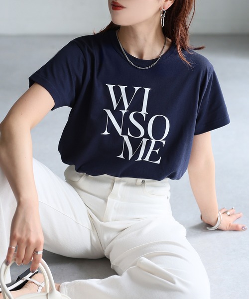 Riberry（リベリー）の「WINSOMEプリントレタリングTシャツ（Tシャツ/カットソー・レディース・オフホワイト/ブラック/ネイビー/ベージュ/ホワイト系/ブラック×ピンク・FREE）」の18枚目の写真